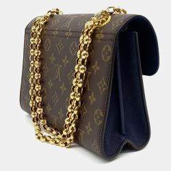 Pre Owned Louis Vuitton Brown Navy Blue Coated Canvas and Leather Monogram Victoire