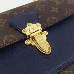 Pre Owned Louis Vuitton Brown Navy Blue Coated Canvas and Leather Monogram Victoire