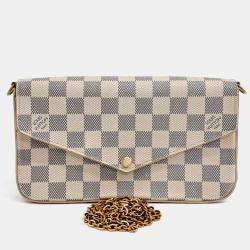 Pre Owned Louis Vuitton Beige/Blue Coated Canvas Pochette Felicie