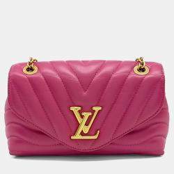 Pre Owned Louis Vuitton Pink Leather New Wave Chain Shoulder Bag