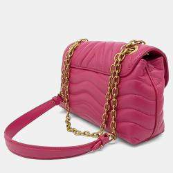 Pre Owned Louis Vuitton Pink Leather New Wave Chain Shoulder Bag