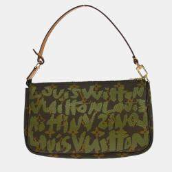 Pre Owned Louis Vuitton khaki Graffiti Pochette Accessoires Handbag
