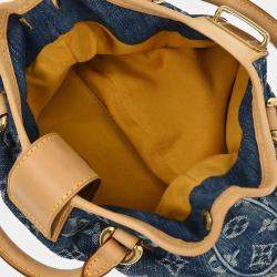 Pre Owned Louis Vuitton Blue Monogram Denim Pleaty Handbag
