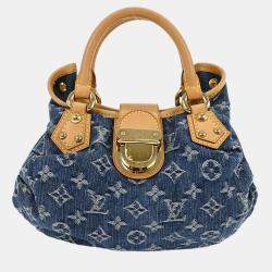 Pre Owned Louis Vuitton Blue Monogram Denim Pleaty Handbag