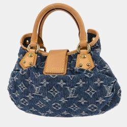 Pre Owned Louis Vuitton Blue Monogram Denim Pleaty Handbag