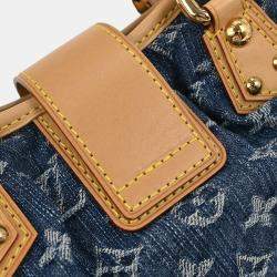 Pre Owned Louis Vuitton Blue Monogram Denim Pleaty Handbag