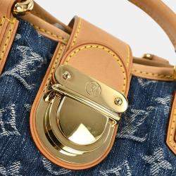 Pre Owned Louis Vuitton Blue Monogram Denim Pleaty Handbag