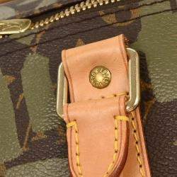 Pre Owned Louis Vuitton Khaki Monogram Graffiti Keepall 50 Duffle Bag