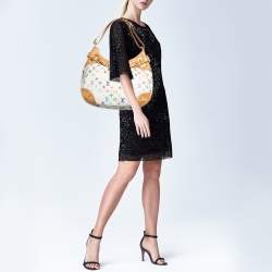 Pre Owned Louis Vuitton White Multicolor Monogram Canvas Greta Bag