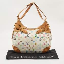 Pre Owned Louis Vuitton White Multicolor Monogram Canvas Greta Bag