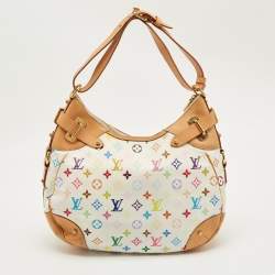 Pre Owned Louis Vuitton White Multicolor Monogram Canvas Greta Bag