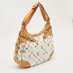 Pre Owned Louis Vuitton White Multicolor Monogram Canvas Greta Bag