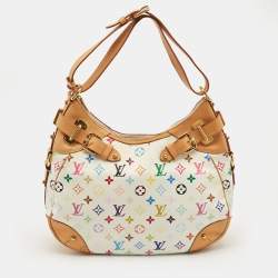 Pre Owned Louis Vuitton White Multicolor Monogram Canvas Greta Bag