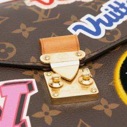 Pre Owned Louis Vuitton Brown Monogram Patches Pochette Metis