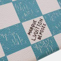 Pre Owned Louis Vuitton Blue White Damier Checkerboard Sac Plat XS