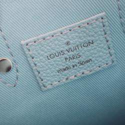 Pre Owned Louis Vuitton Blue White Damier Checkerboard Sac Plat XS