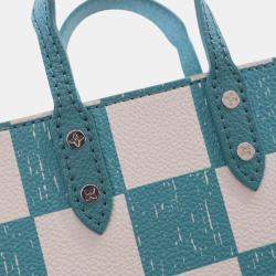 Pre Owned Louis Vuitton Blue White Damier Checkerboard Sac Plat XS