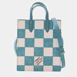 Pre Owned Louis Vuitton Blue White Damier Checkerboard Sac Plat XS
