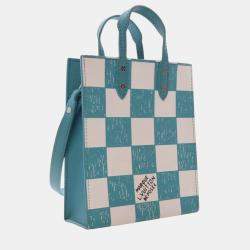Pre Owned Louis Vuitton Blue White Damier Checkerboard Sac Plat XS