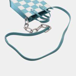 Pre Owned Louis Vuitton Blue White Damier Checkerboard Sac Plat XS