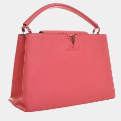Pre Owned Louis Vuitton Pink Taurillon Capucines MM