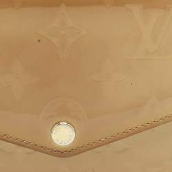 Pre Owned Louis Vuitton Blanc Corail Monogram Vernis Sarah Wallet