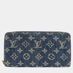 Pre Owned Louis Vuitton Blue Monogram Denim Zippy Wallet