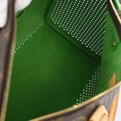 Pre Owned Louis Vuitton Green Monogram Perforated Speedy 30 Handbag