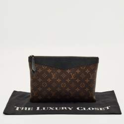 Pre Owned محفظة يومية لوي فيتون جلد أسود بشعار معدني مطبوع