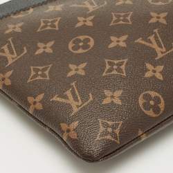 Pre Owned محفظة يومية لوي فيتون جلد أسود بشعار معدني مطبوع