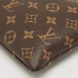 Pre Owned محفظة يومية لوي فيتون جلد أسود بشعار معدني مطبوع