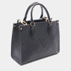 Pre Owned Louis Vuitton On The Go Pm Handbag In Monogram Empreinte Leather  Black