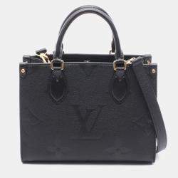 Pre Owned Louis Vuitton On The Go Pm Handbag In Monogram Empreinte Leather  Black