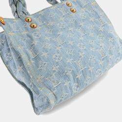 Pre Owned Louis Vuitton Lv By The Pool Let Go 2-Way Hand Shoulder Bag Monogram Denim Sky Blue