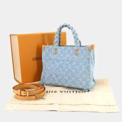 Pre Owned Louis Vuitton Lv By The Pool Let Go 2-Way Hand Shoulder Bag Monogram Denim Sky Blue