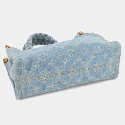 Pre Owned Louis Vuitton Lv By The Pool Let Go 2-Way Hand Shoulder Bag Monogram Denim Sky Blue