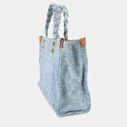 Pre Owned Louis Vuitton Lv By The Pool Let Go 2-Way Hand Shoulder Bag Monogram Denim Sky Blue