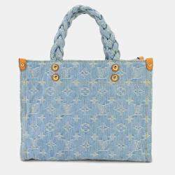 Pre Owned Louis Vuitton Lv By The Pool Let Go 2-Way Hand Shoulder Bag Monogram Denim Sky Blue