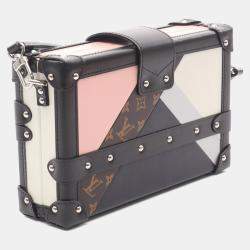 Pre Owned Louis Vuitton Petite Malle Shoulder Bag In Leather And Coated Canvas With Monogram Design  Pink Multicolor