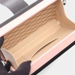 Pre Owned Louis Vuitton Petite Malle Shoulder Bag In Leather And Coated Canvas With Monogram Design  Pink Multicolor