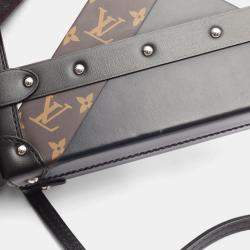 Pre Owned Louis Vuitton Petite Malle Shoulder Bag In Leather And Coated Canvas With Monogram Design  Pink Multicolor