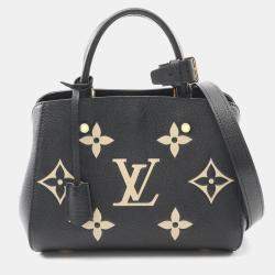 Pre Owned Louis Vuitton Montaigne Black/Beige Monogram Empreinte Leather BB Handbag