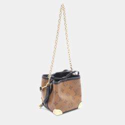 Pre Owned Louis Vuitton Noe Perse LV Charm Monogram Reverse Brown/Black Coated Canvas Leather Shoulder Bag