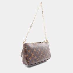 Pre Owned Louis Vuitton Multi Pochette Accessoires Shoulder Bag In Coated Canvas And Leather With Monogram Design  Brown Khaki