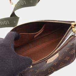 Pre Owned Louis Vuitton Multi Pochette Accessoires Shoulder Bag In Coated Canvas And Leather With Monogram Design  Brown Khaki