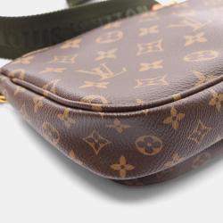 Pre Owned Louis Vuitton Multi Pochette Accessoires Shoulder Bag In Coated Canvas And Leather With Monogram Design  Brown Khaki