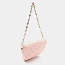 Pre Owned Louis Vuitton Mini Bum Bag Shoulder In Leather With Floral Monogram Pattern  Pink