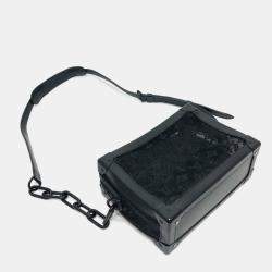 Pre Owned Louis Vuitton  Monogram Embroidered Mesh Soft Trunk 2-Way Shoulder Bag In Mesh/Leather    Black