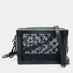 Pre Owned Louis Vuitton  Monogram Embroidered Mesh Soft Trunk 2-Way Shoulder Bag In Mesh/Leather    Black