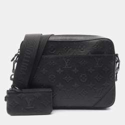 Pre Owned Louis Vuitton Duo Shoulder Bag Leather Monogram Shadow Black